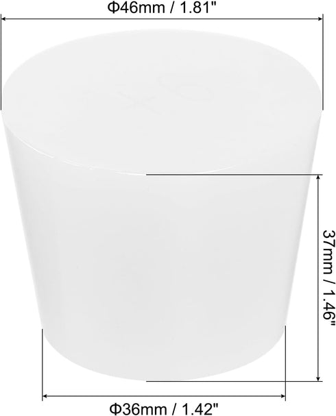 MECCANIXITY Silicone Rubber Tapered Plug 36mm to 46mm Solid Test Tubes Bungs Stopper White Translucent for Lab 6 Pieces