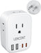 LENCENT 3 to 2 Prong Outlet Adapter, 2 Prong Outlet Extender with 4 AC Outlets 4 USB Charger Cube for Non-Grounded