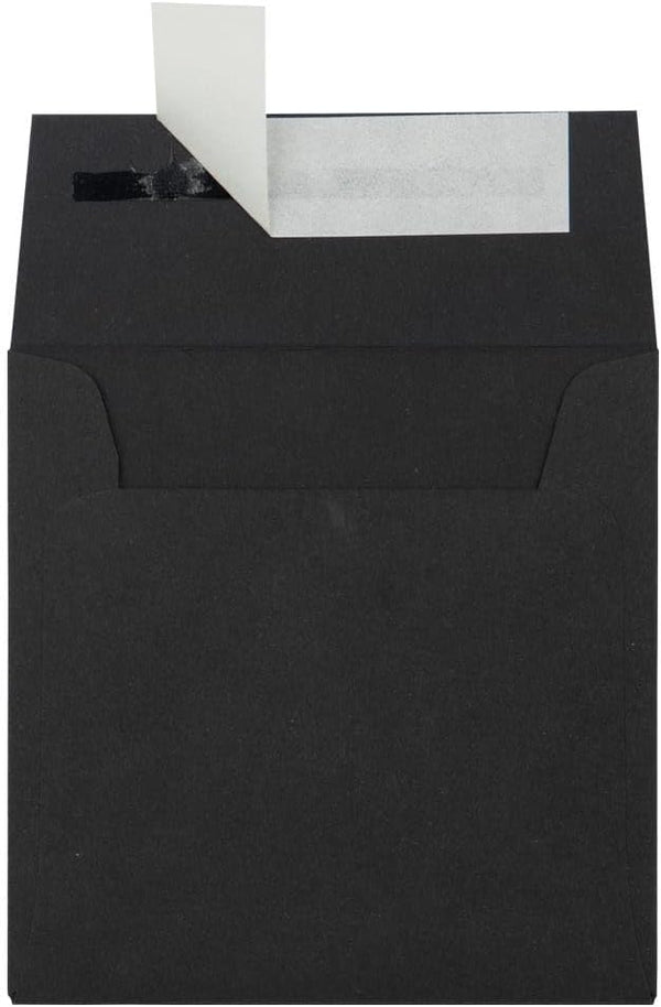 LUXPaper Square Invitation Envelopes, Midnight Black - Peel & Press, 3 1/4" x 3 1/4", 50 Qty, 80lb. Text