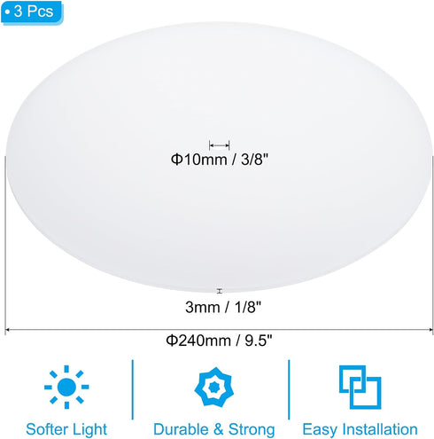 3 Pack 9.5" 3/8" 10-12" PATIKIL Lampshade Diffuser, Diameter with Center Hole Round Diffuser for Drum Lampshades
