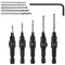 5pcs Wood Countersink Drill Bit Set, Hex Shank Quick Change Counter Sinker, Pilot Bit Set for Woodworking