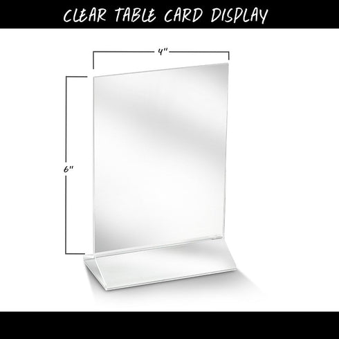 ChefLand 4 6-Inch, 6-Pack Acrylic Sign Holder/Table Card Display/Plastic Upright Menu, by Clear