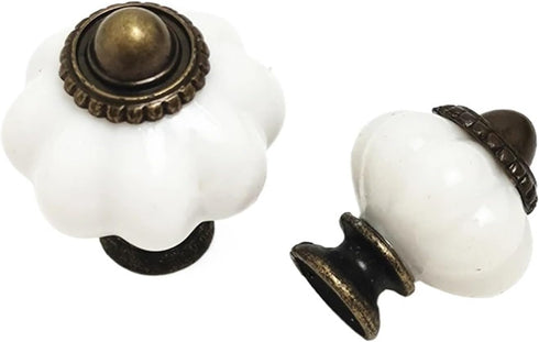 Yingluno 10pcs Screw(22mm Pull Knob Retro Style Cabinet Bedside Cupboard Door Pull Handle Pumpkin Knobs for Dressers