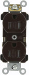 Leviton TBR15 15 Amp, 125 Volt, Narrow Body Duplex Receptacle, Tamper Resistant, Brown