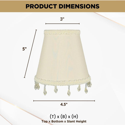 CSO-1047-5BG 3 5 4.5, Royal Designs, Inc. Beaded Hardback Empire Chandelier Shade with Designer Trim, x x Beige
