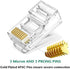 RJ45 CAT6 Pass Through Connectors 100 Pack - Easy Termination Gold Plated 8P8C Modular Ethernet Plug