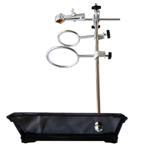 Laboratory Stands Support, 16" Lab Stand with Cast Iron Base, Ring Stand with Burette Clamp and Flask Ring Clamps