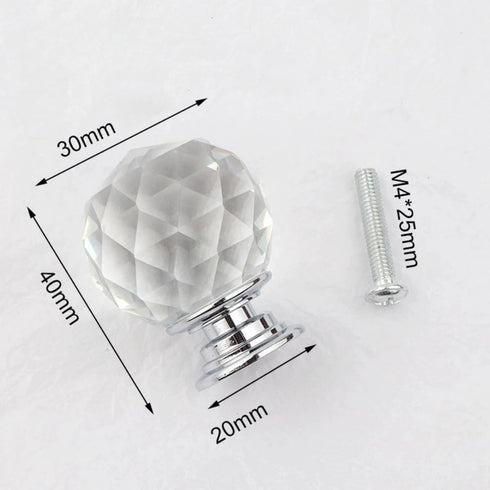 Xshelley 10Pcs 40mm Diamond Cut Clear Crystal Glass Kitchen Drawer Door Knob Cupboard Pull Handle Hardware for Bedroom