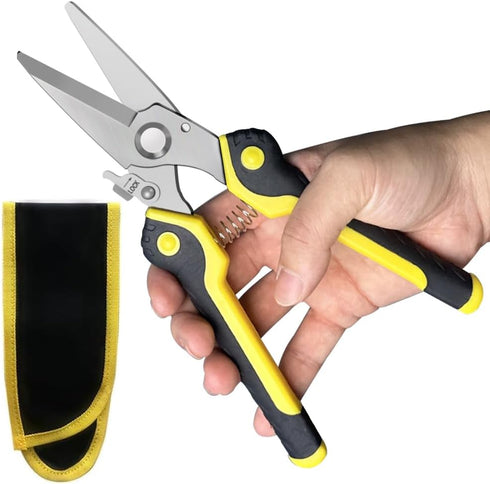 8 Inch Heavy Duty Scissors, Multifunction Shears for Cutting Cable Wires and Cardboard, Straight Snips