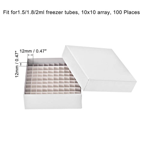 uxcell Centrifuge Tube Freezer Storage Box, 100 Places, Waterproof Cardboard Holder for 1.5/1.8/2ml Tubes, 2Pcs