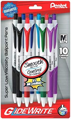 Pentel GlideWrite Ballpoint Pen assorted 1.0 mm pack of 10