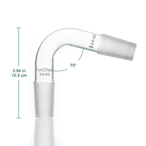 75 Degree Bent Distillation Adapter, Borosilicate Glass Laboratory Adapter with 24/40 Inner Joints