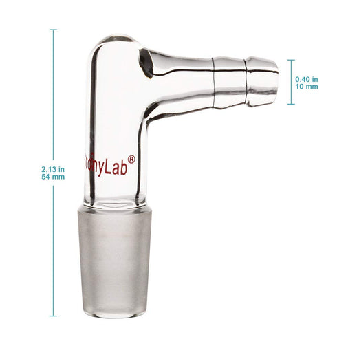 stonylab Glass 90 Degree Vacuum/Gas Adapter, Borosilicate Glass Bent Inlet Adapter with 14/20 Inner Joint and Hose for Laboratory Lab Supply