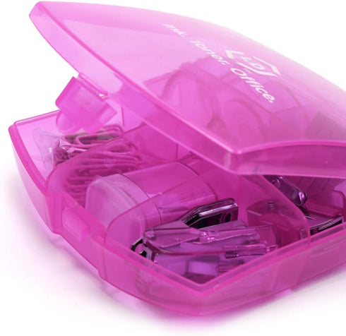 LD Products Pink Mini Office Supply Kit, Portable Case with Scissors, Tape Dispenser, and Mini Stapler