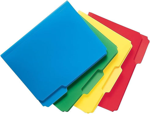 Smead Poly File Folder - 1/3-Cut Tab, Letter Size, Red - 24 per Box
