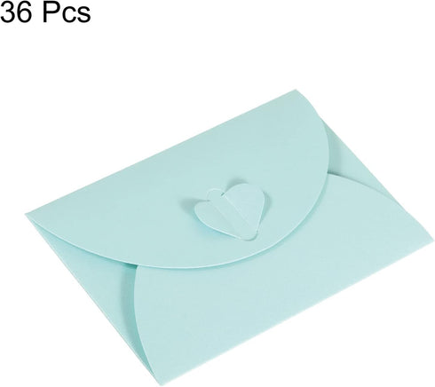 PATIKIL 36 Pack Gift Card Envelopes, Heart Shaped Clasp Mini Envelope for Birthdays Weddings, Light Blue