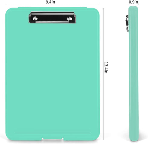 High Capacity Plastic Clipboard with Storage, Foldable Nursing Clipboard (9.5" x 13.5"), Lake Blue