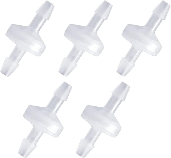 5 Pcs Check Valve Non Return Ozone Resistance PVDF, 1/4 Inch One-Way Check Valve for Fuel Gas