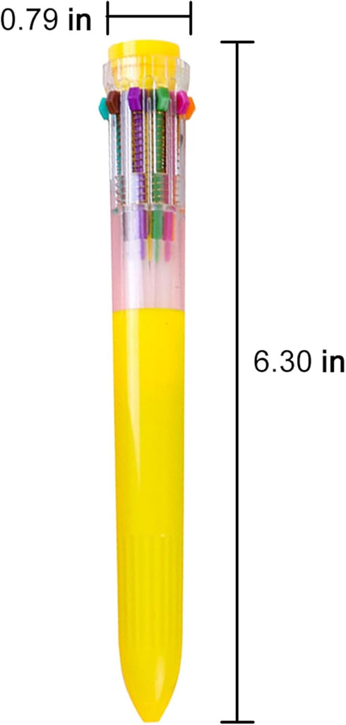 HeTaoCat Multicolor Pens 3 Pack, 0.5mm 10-in-1 Retractable Ballpoint Pens, 10 Colors Transparent Barrel for Office