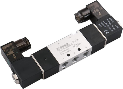 Baomain Pneumatic Solenoid Air Valve 4V120-06: DC 24V 5 Way 2 Position Internally Piloted Type