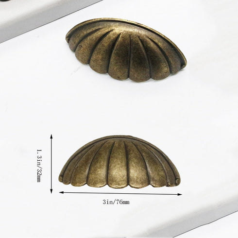 8 Pieces Antique Shell-Shaped Design Bronze Metal Drawer Handles - Vintage Kitchen Cabinets Metal Cabinet Furniture Wardrobe Door Antique Shell Handles by Lurtwais