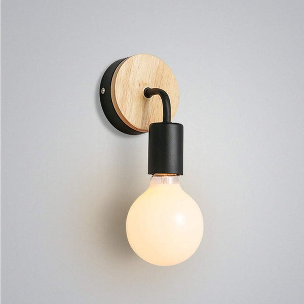 Mengjay Vintage Loft Style Wooden Base Wall Lights Metal Lamp Minimalist Indoor Wall
