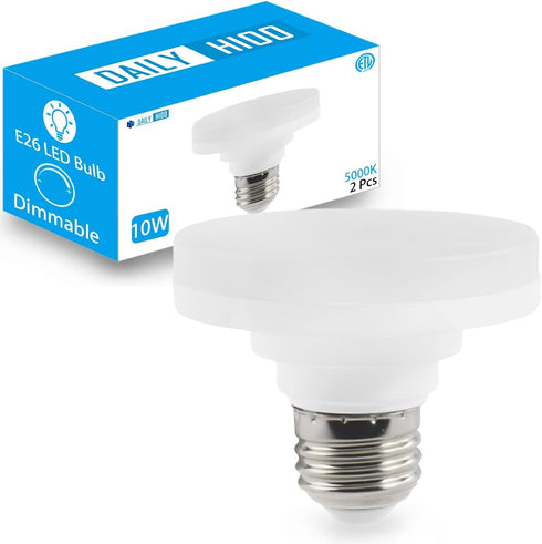 LED Puck Light Bulb with E26 Screw, Mini Flat Light Bulb, 10W