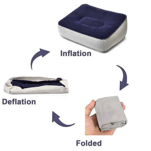 Inflatable Travel Foot Rest Pillows - Air Footrest Cushion for Travel, Office, and Home