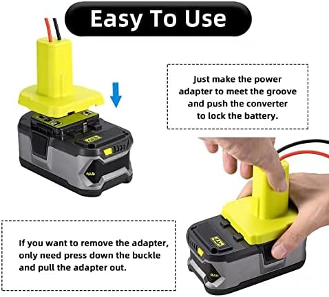 Power Wheel Adapter for Ryobi 18V Battery with 30A Fuse & Wire terminals, Power Connector for Rc Car, 14 Gauge Robotics, Rc Truck, DIY, Work for Ryobi 18V P108 P107 P102 P100 Li-ion & Ni-Cd Battery