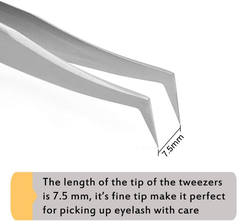 EMEDA Eyelash Extension Tweezers - Professional Precision Stainless Steel VETUS 6A-SA Mega Curved Tips for Individual