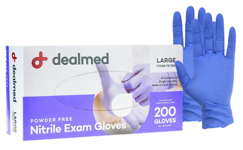 Dealmed Large Medical Exam Nitrile Gloves, 200 Count, Disposable, Latex Free, Multi-Purpose