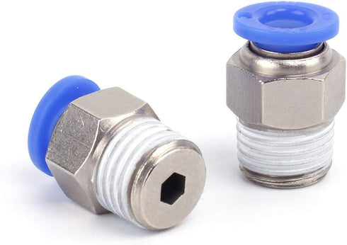 SNS 1/4" Tube OD x 1/8 NPT Male Straight Nickel Plated Brass Push to Connect Pneumatic Fittings (10 PCS)