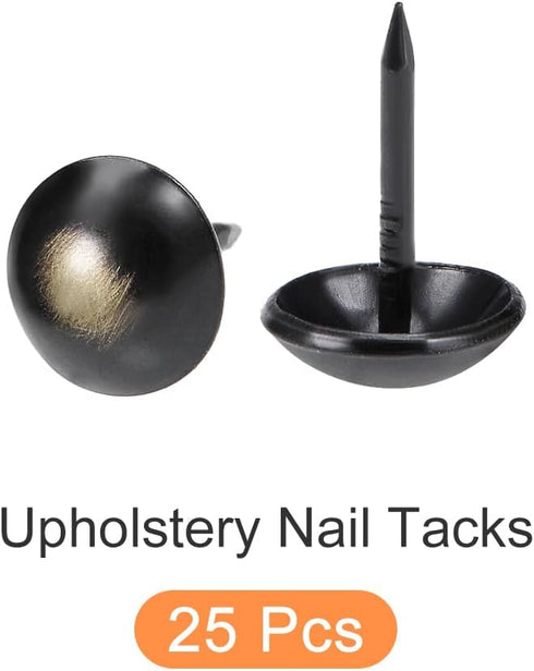 Upholstery Nail Tacks (11x17x3.5mm) 25Pcs, Iron Round Thumb Push Pins for Home Kitchen Furniture, Black
