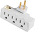 FiiMan UL Listed 3 Outlet Wall Adapter, 3-Prong Grounded 180 Degree Swivel Plug Adapter, 1 Pack, White