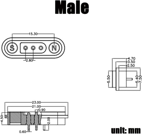 1Pair Magnetic Pogo Pin Connector, 2P/3P/4P/5P/6P/7P/8P/9P/10P/12Pin DC Power Male+Female Socket