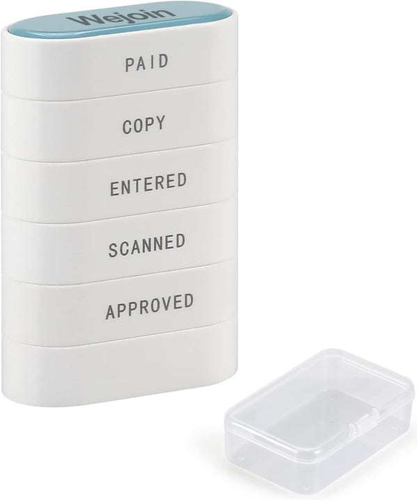 Office Stamps - 5-in-1 Pre-inked Rubber Stamp Set, Cute Business Message Stamp with Red Ink Impression Size 1.5’’ X