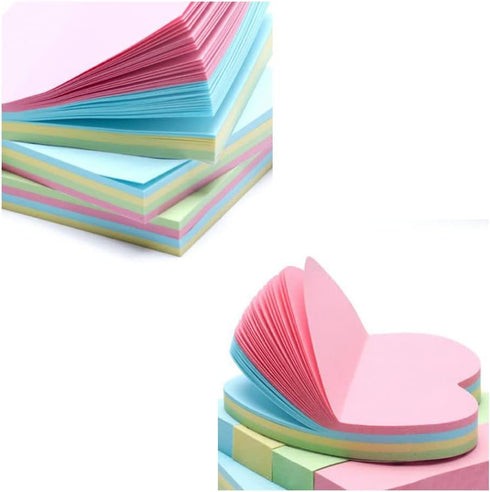 Heart Shape Sticky Notes, 8 Pcs Colorful Bright Memo Pads, 100 Sheets Each