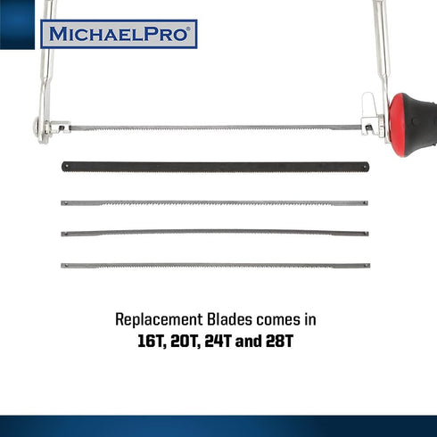 MichaelPro 6-Inch Deep Coping Saw, Hand Woodworking Tool with Replacement Blades | MP018006