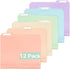 Plastic Manila Folders, 12 Pack, 8.5 x 11, Poly Pastel File Folders, 1/3-Cut Tabs with Colorful Labels