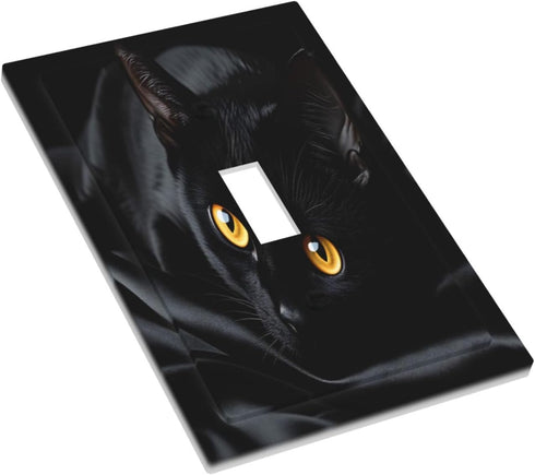HTSAHKV 3 5 Inch Black Cat Wall Plate Light Switch Cover Single Gang Outlet Faceplate Print Plate Cover X
