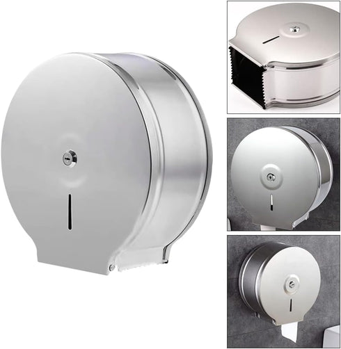 1pc Zerodeko Round Stainless Steel Tissue Storage Rack for Bathroom Easy Install Paper Holder Large Capacity