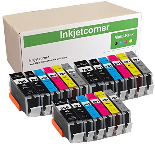 Inkjetcorner Compatible Ink Cartridges Replacement for PGI-250XL CLI-251XL, 18 Pack for iP8720 MG7120 MG7520 MG6320