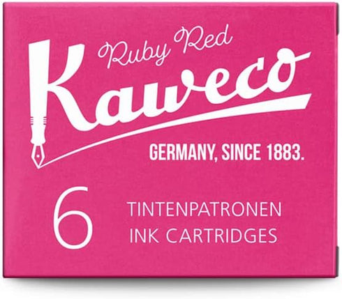 Kaweco Fountain Pen Ink Cartridges, Ruby Red, Pack of 6, Vegan