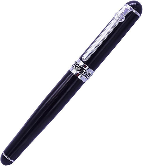 Duke Black Fountain Pen Gift Box Set - Double-Nibs Iridium Medium and Fude Calligraphy Nib for Office/Art