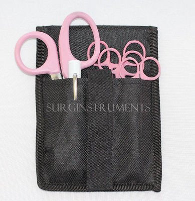 5 Piece Pink Paramedic Set with Case - Diagnostic EMT Nursing EMS