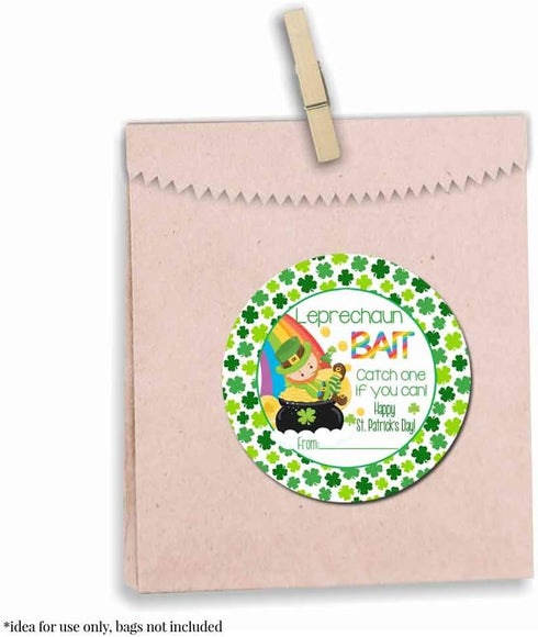 Leprechaun Bait Catch A Leprechaun St. Patrick’s Day Gift Tag Sticker Labels, 40 2" Party Circle Stickers by