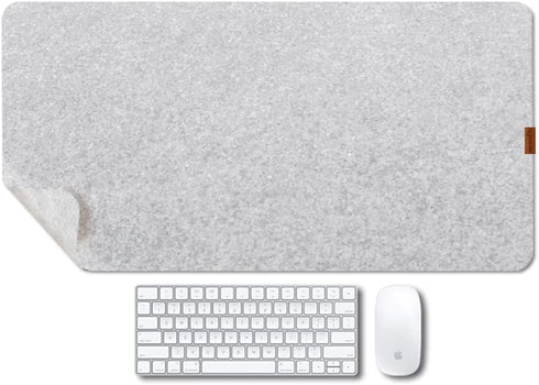 Felt Desk Mat, Non-slip Mouse Pad 31.5"x15.7" for Office Supplies, Desk Accessories for Home and Office (Light Gray)