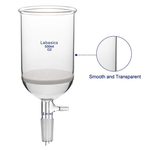 Borosilicate Glass Buchner Filtering Funnel 500ml with Medium Frit (G2), 24/40 Standard Taper Inner Joint