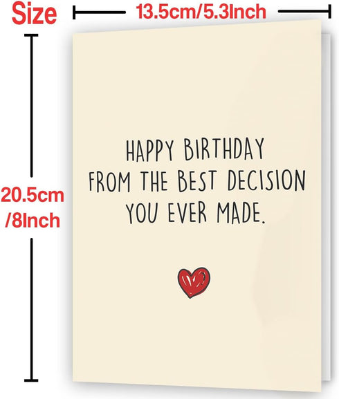 Hongshan Funny Birthday Card for Husband Wife, Humor Birthday Card Gift for Boyfriend Girlfriend, Sweet Wedding
