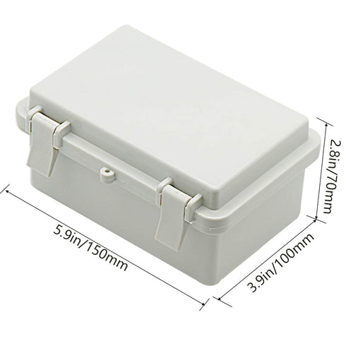 Zulkit IP65 Waterproof ABS Plastic Electrical Box - Hinged Shell with 2 Cable Glands, 5.9 x 3.9 x 2.8 inch.